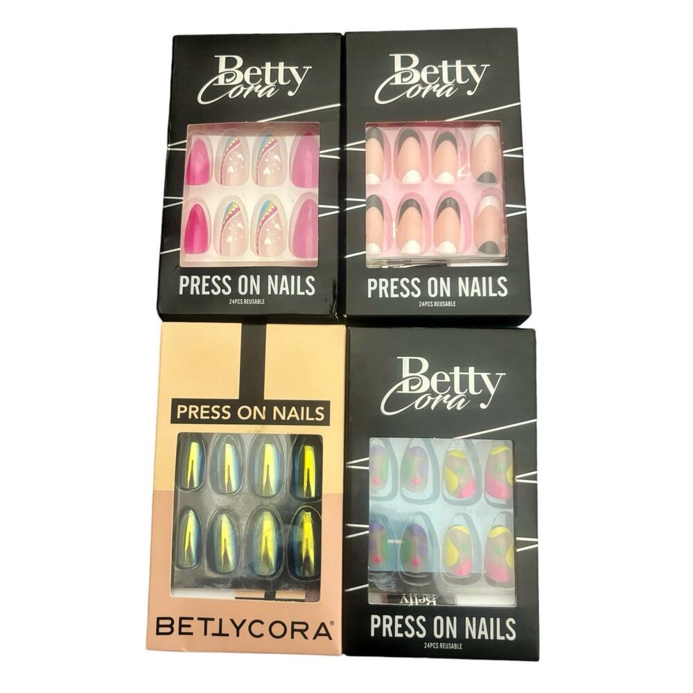 Betty Cora Long Press-On Nails Lot of 4 NEW